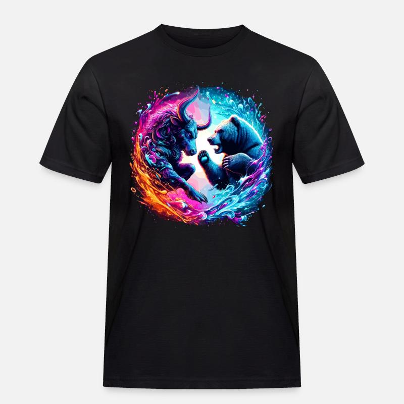Bulle vs Bär Börsen Kampf - Männer Workwear T-Shirt - Schwarz