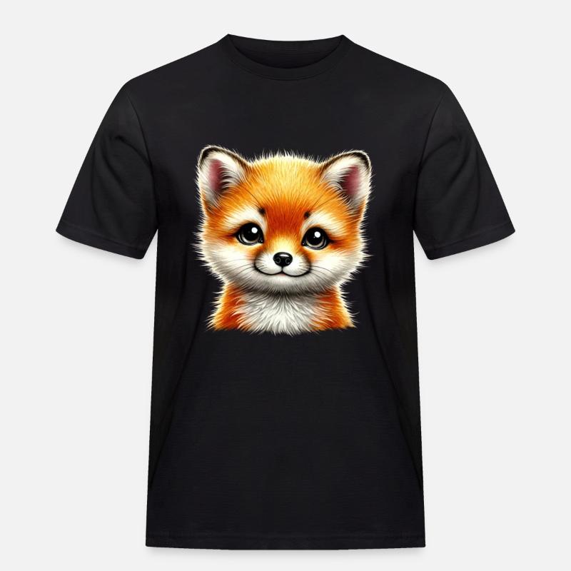 Fox Cute Fox Cub Design - Men's Workwear T-Shirt - black