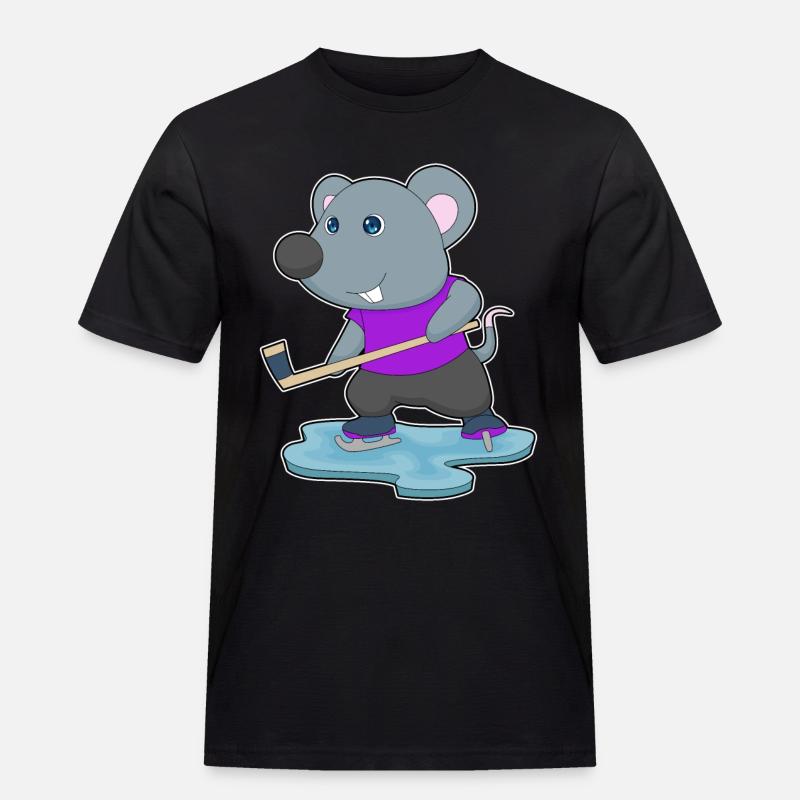 Maus Eishockey Eishockeyschläger - Männer Workwear T-Shirt - Schwarz