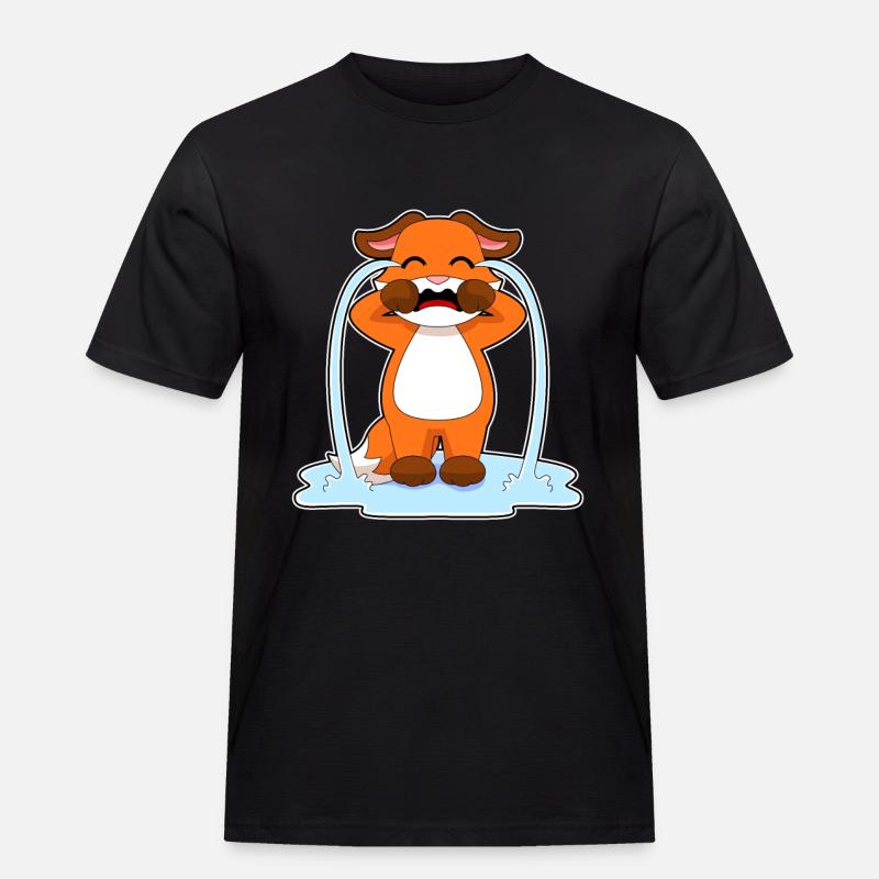 Fuchs weint - Männer Workwear T-Shirt - Schwarz