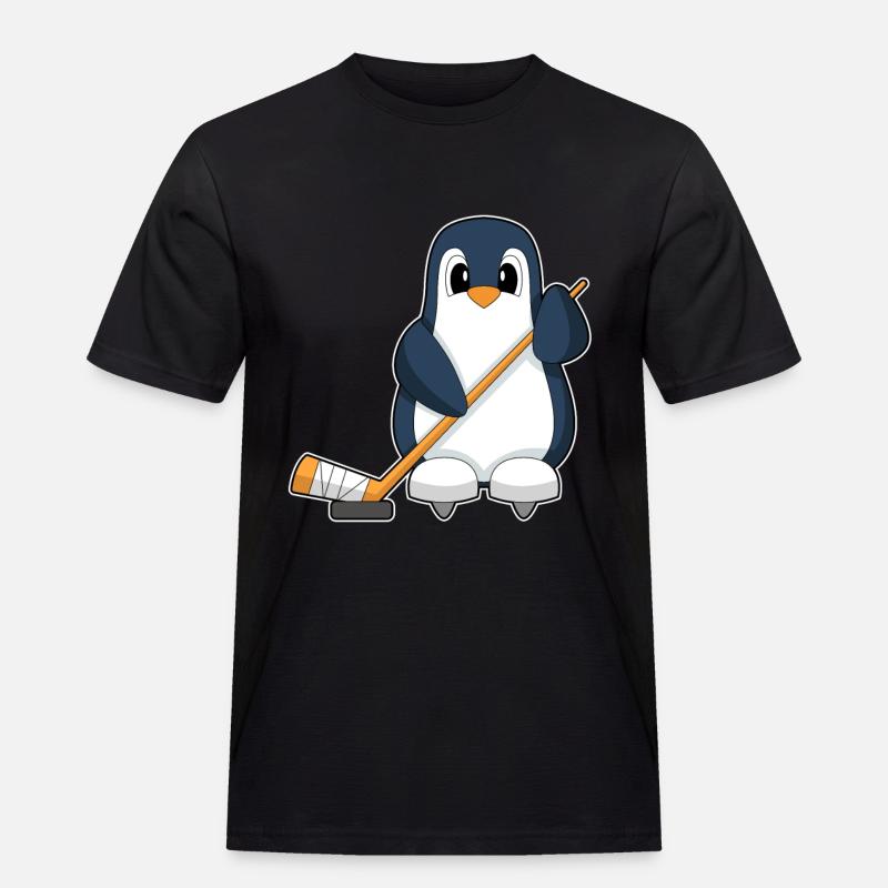 Pinguin Eishockey Eishockeyschläger - Männer Workwear T-Shirt - Schwarz