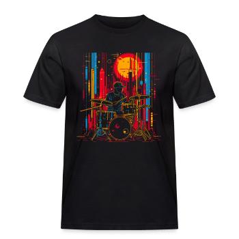 Schlagzeuger Porträt - Männer Workwear T-Shirt - Schwarz - Vorne - AI Model Male 178 light (178cm)