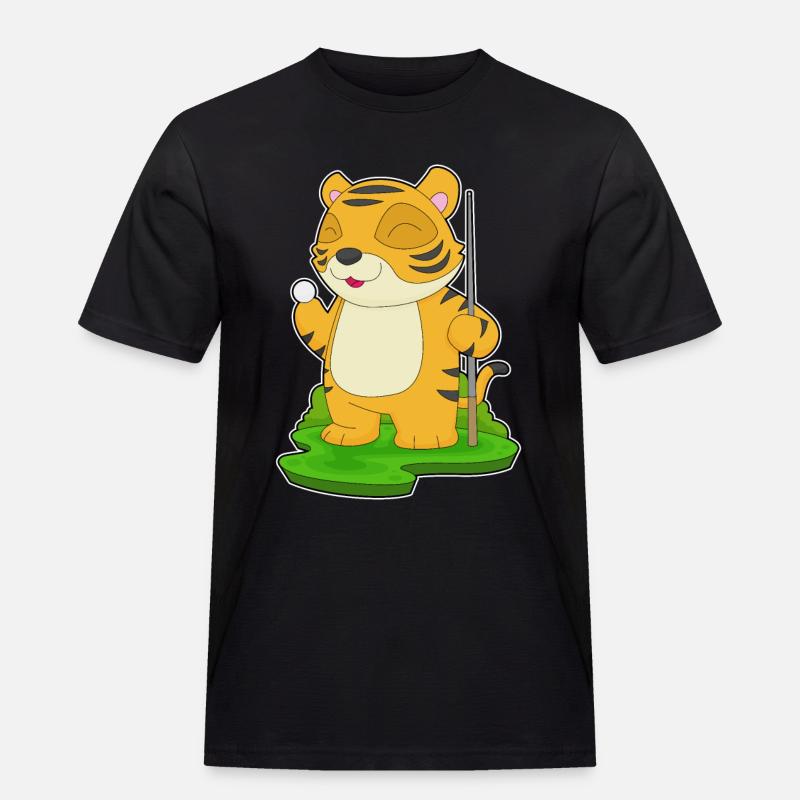 Tiger Billiard Queue - Männer Workwear T-Shirt - Schwarz