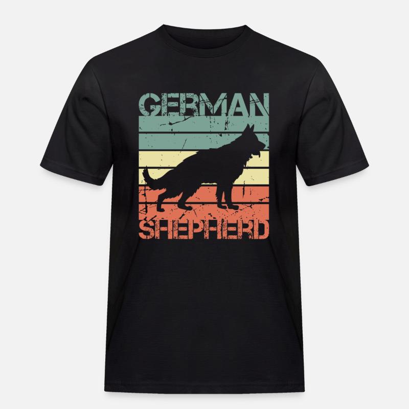 Retro Deutscher Schäferhund - Männer Workwear T-Shirt - Schwarz