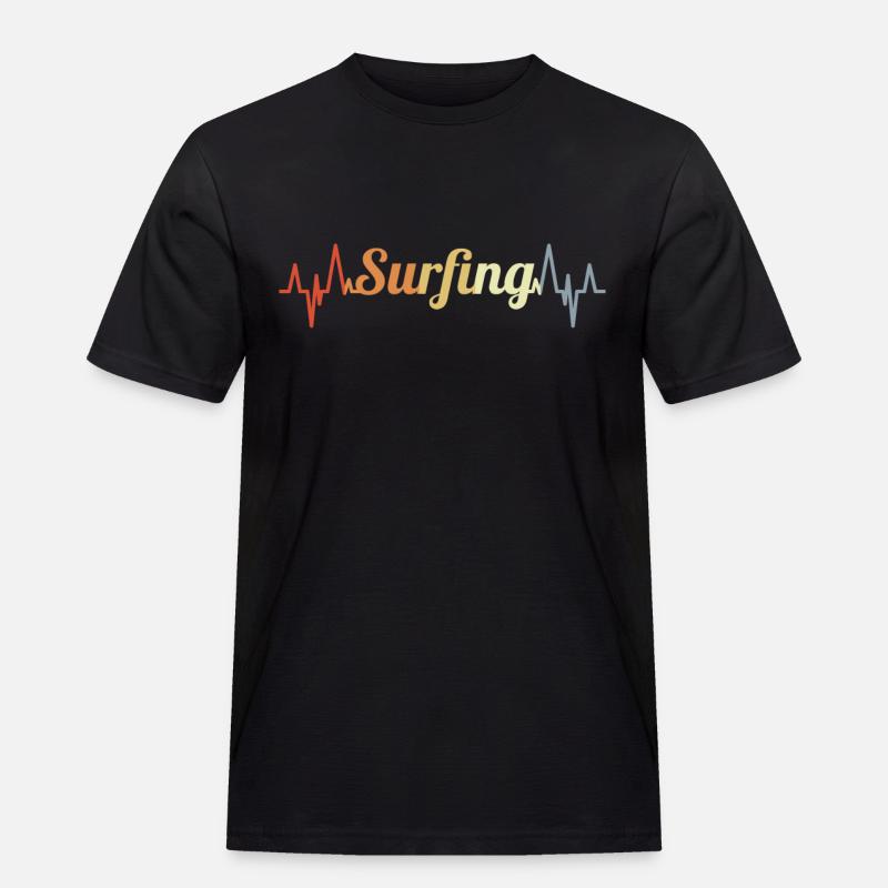 Surfen Kardiogramm - Männer Workwear T-Shirt - Schwarz
