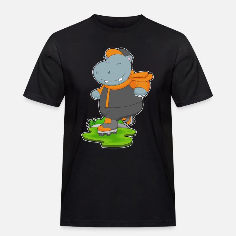 Nilpferd Inline skating Inline skates - Männer Workwear T-Shirt - Schwarz