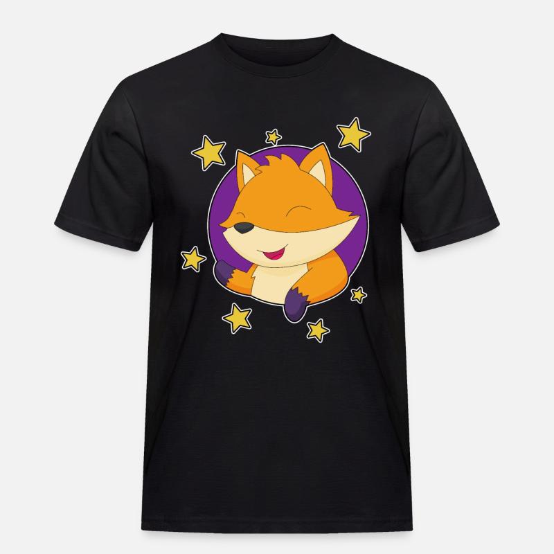 Fuchs Sterne - Männer Workwear T-Shirt - Schwarz