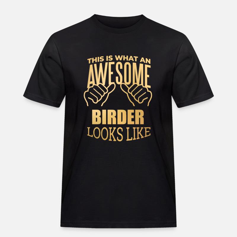 Vogelbeobachter - Männer Workwear T-Shirt - Schwarz