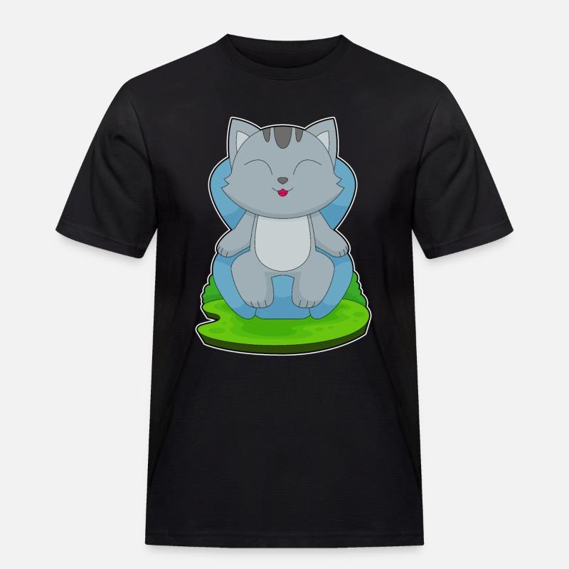 Katze Sessel - Männer Workwear T-Shirt - Schwarz