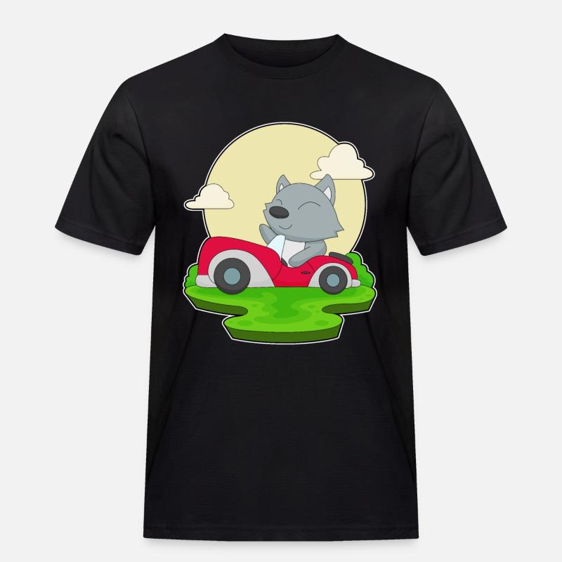 Katze Auto - Männer Workwear T-Shirt - Schwarz