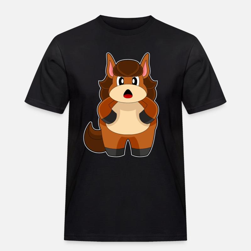 Pferd Dick - Männer Workwear T-Shirt - Schwarz