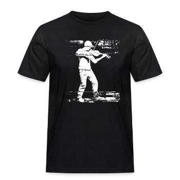 Violinist Skizze - Männer Workwear T-Shirt - Schwarz - Vorne - AI Model Male 178 light (178cm)