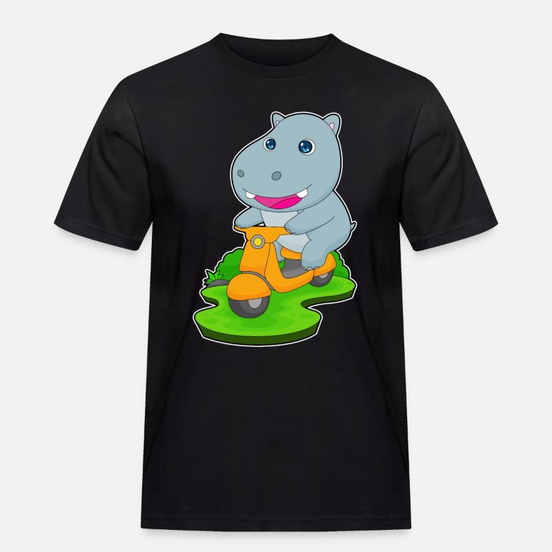 Nilpferd Motorroller - Männer Workwear T-Shirt - Schwarz