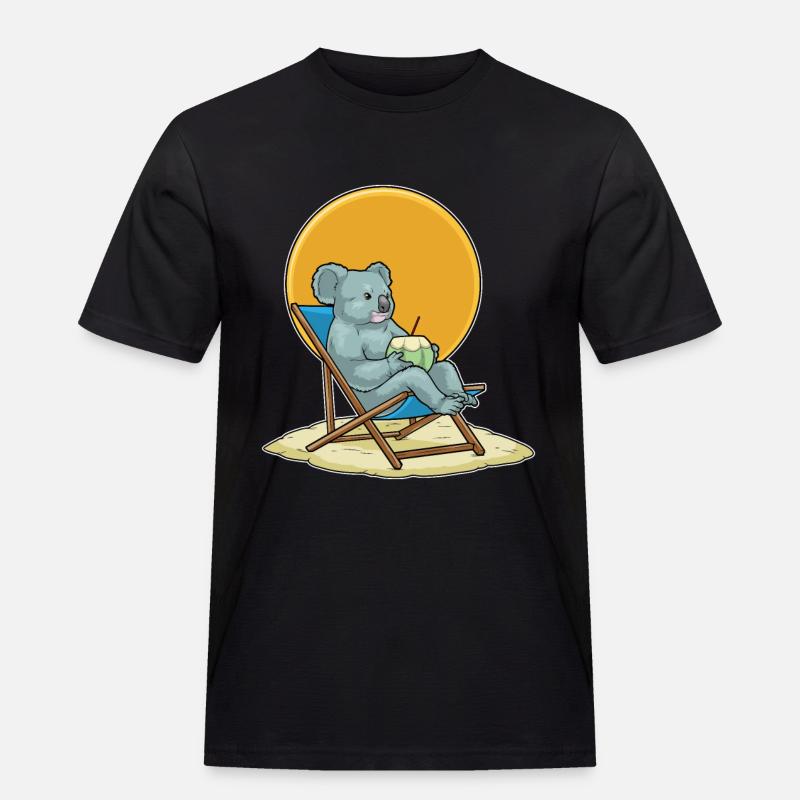 Koala Sommer Liege - Männer Workwear T-Shirt - Schwarz