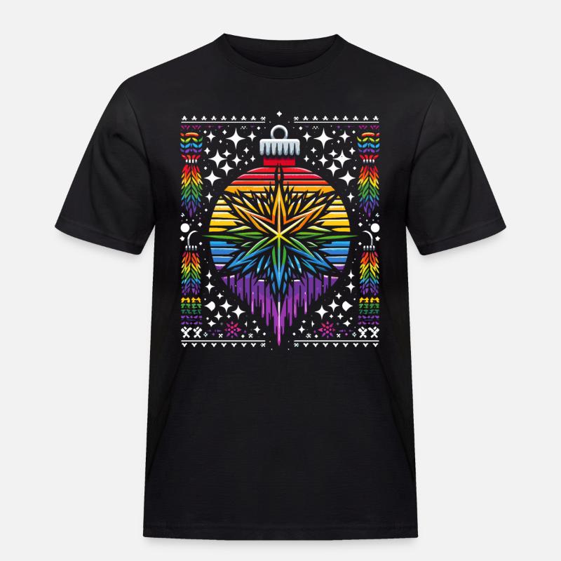 Christbaumkugel Strickmuster Regenbogen LGBTQ+ - Männer Workwear T-Shirt - Schwarz