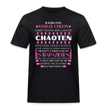 BIN EINE STOLZE CHEFIN BRILLIANTER CHAOTEN TEAM - Männer Workwear T-Shirt - Schwarz - Vorne - AI Model Male 178 light (178cm)