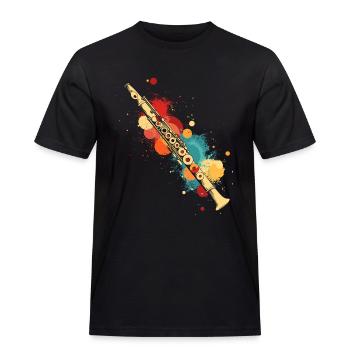 Flûte éclaboussée de couleur - T-shirt Workwear homme - noir - Devant - AI Model Male 178 light (178cm)
