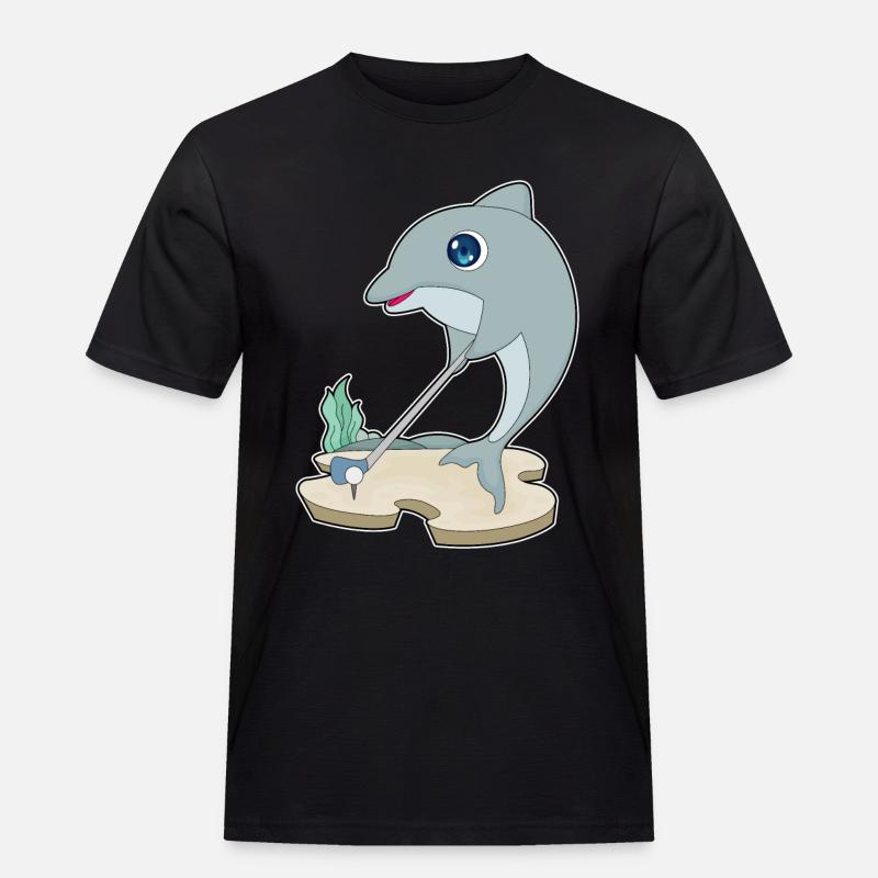 Delfin Golf Golfschläger - Männer Workwear T-Shirt - Schwarz