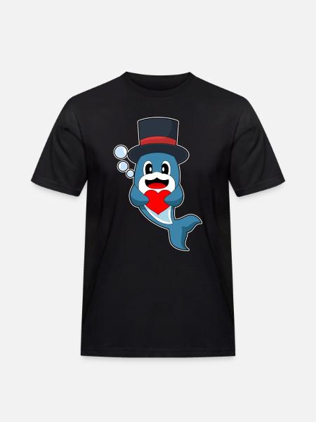 Dolphin Groom Heart Wedding - Men's Workwear T-Shirt - black