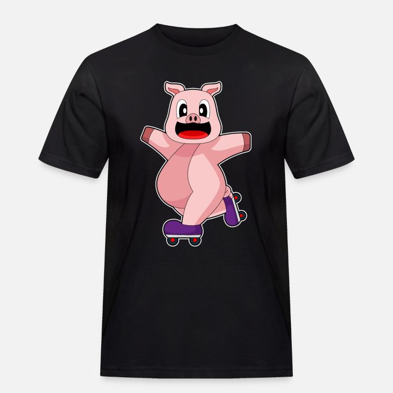 Schwein Inline skating Rollschuhe - Männer Workwear T-Shirt - Schwarz