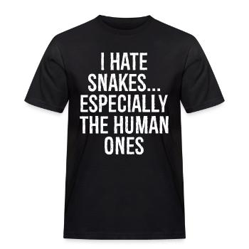 I hate snakes especially the human ones - Männer Workwear T-Shirt - Schwarz - Vorne - AI Model Male 178 light (178cm)