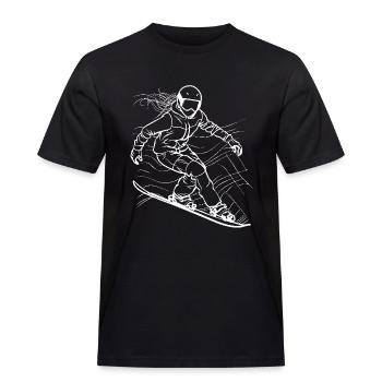 Snowboarderin Line Art - Männer Workwear T-Shirt - Schwarz - Vorne - AI Model Male 178 light (178cm)