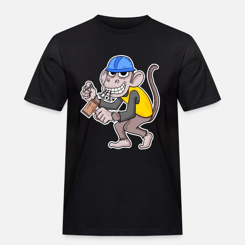 Baustelle Affe lustig Handwerker - Männer Workwear T-Shirt - Schwarz