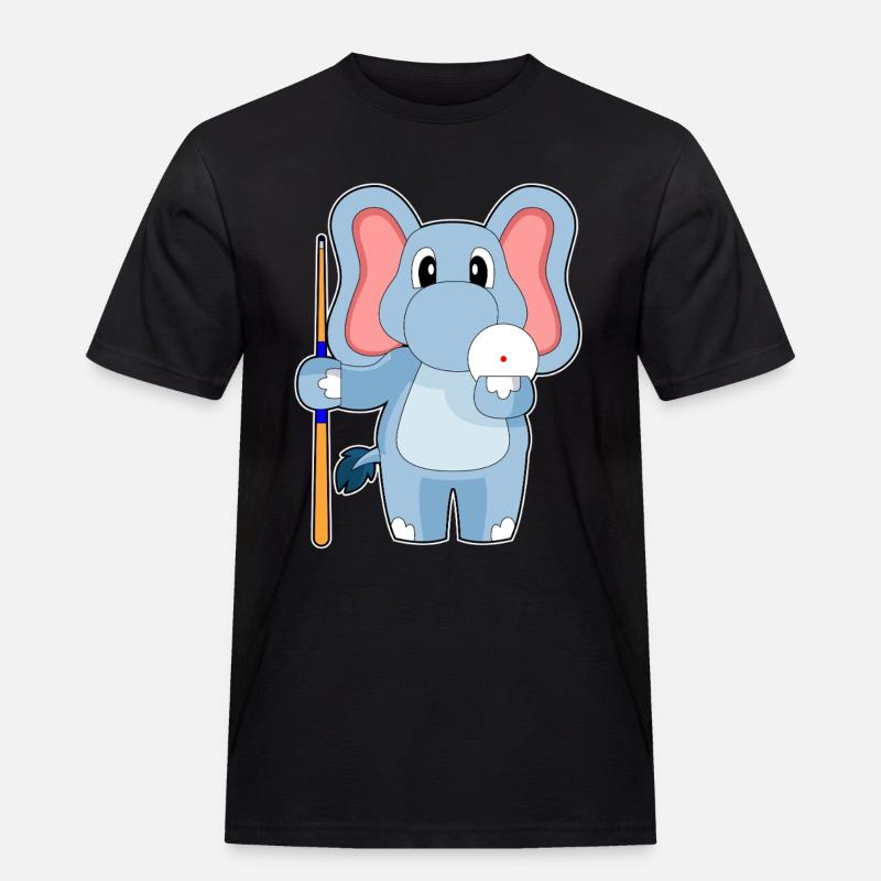 Elefant Billiard Queue - Männer Workwear T-Shirt - Schwarz