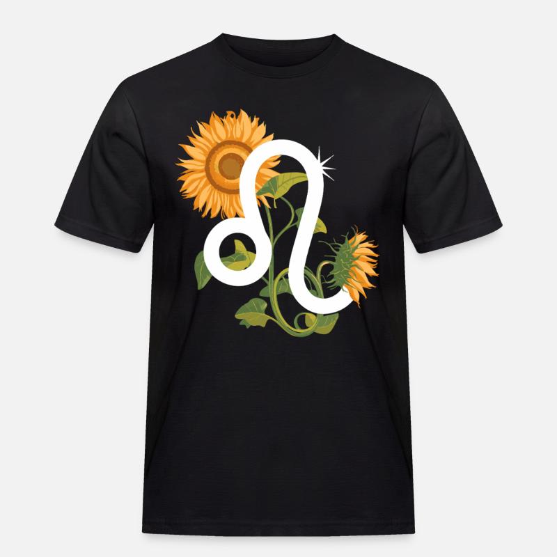 Löwe Sternzeichen - Sonnenblume Astrologie Geschenk - Männer Workwear T-Shirt - Schwarz