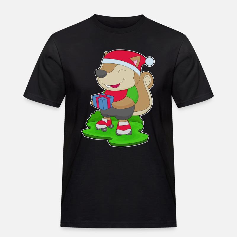 Eichhörnchen Weihnachten Inline skating - Männer Workwear T-Shirt - Schwarz