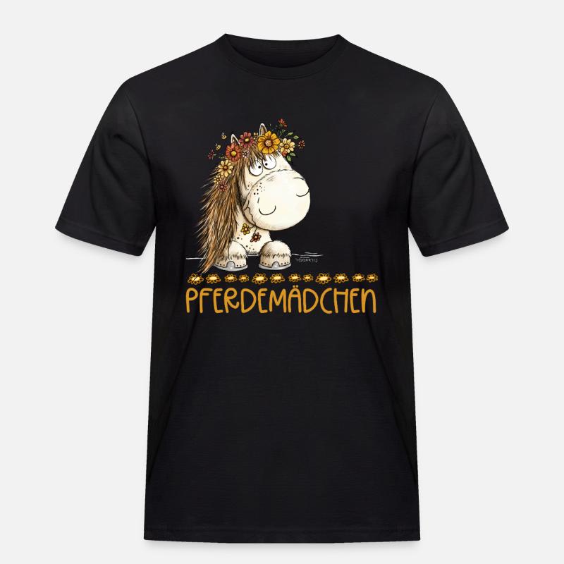 Pferdemädchen Spruch Mit Süßem Pferd - Männer Workwear T-Shirt - Schwarz