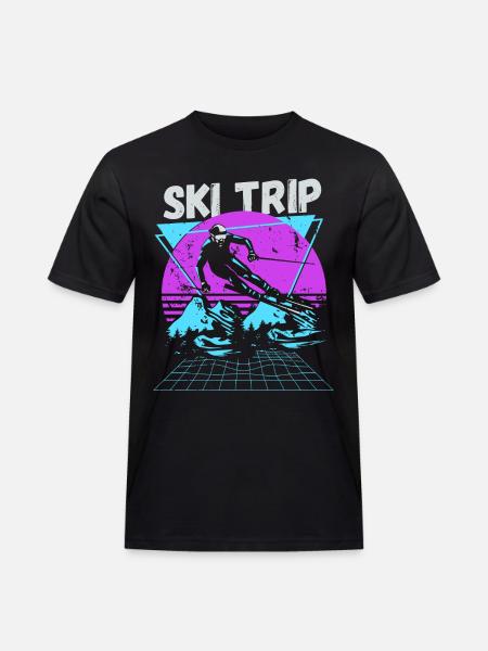 Retro Ski Trip Neon Graphic - Men's Workwear T-Shirt - black
