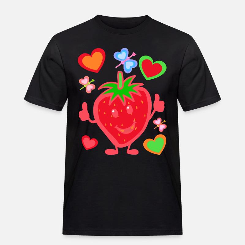 Erdbeere Erdbeer Kinder Kind Sommerzeit - Männer Workwear T-Shirt - Schwarz