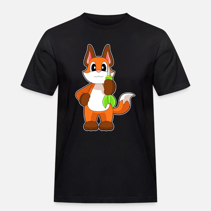 Fuchs Dart Dartpfeil - Männer Workwear T-Shirt - Schwarz