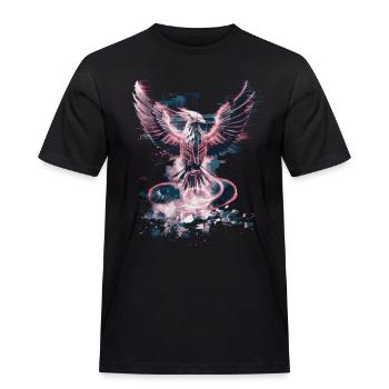 Cyber Phoenix – Renaissance numérique et ascension technologique - T-shirt Workwear homme - noir - Devant - AI Model Male 178 light (178cm)