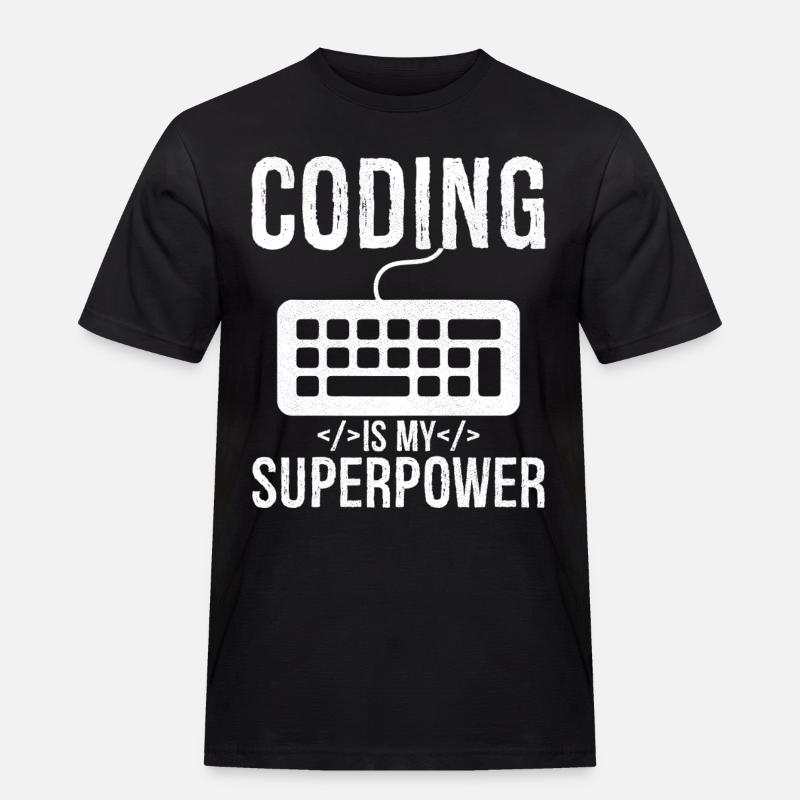 coding is my superpower - Männer Workwear T-Shirt - Schwarz