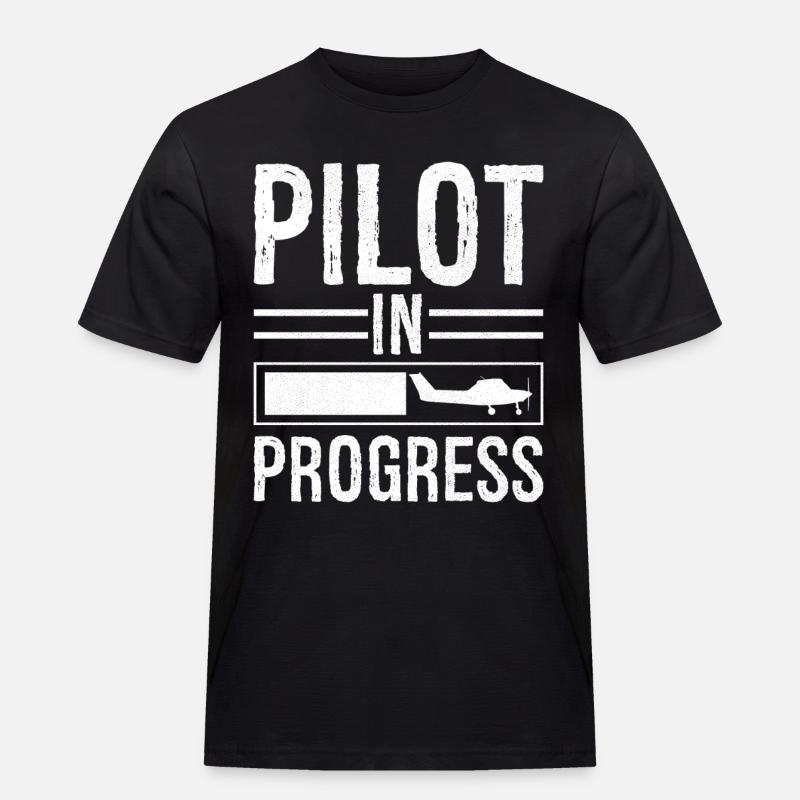 Pilot In progress - Männer Workwear T-Shirt - Schwarz