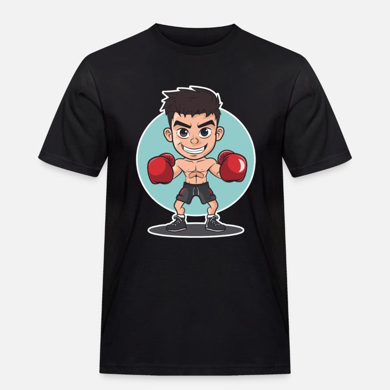 Boxer Comic Look - Männer Workwear T-Shirt - Schwarz