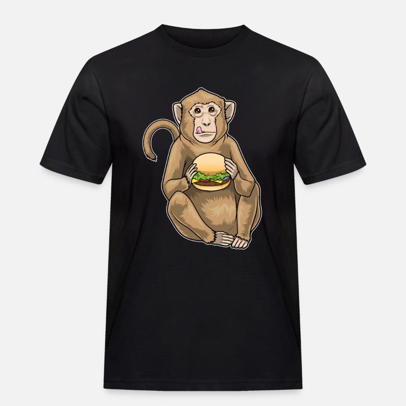 Monkey Cheeseburger - Men's Workwear T-Shirt - black