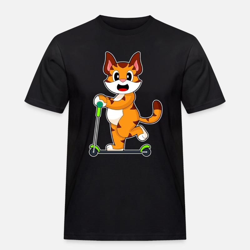 Tiger Scooter - Männer Workwear T-Shirt - Schwarz