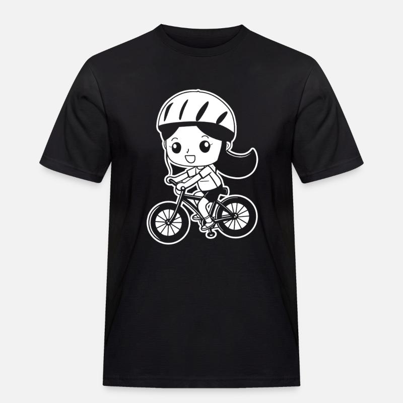 Radfahrerin Comic Stil - Männer Workwear T-Shirt - Schwarz