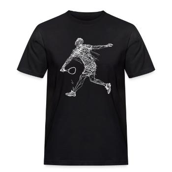 Badminton Zeichnung - Männer Workwear T-Shirt - Schwarz - Vorne - AI Model Male 178 light (178cm)