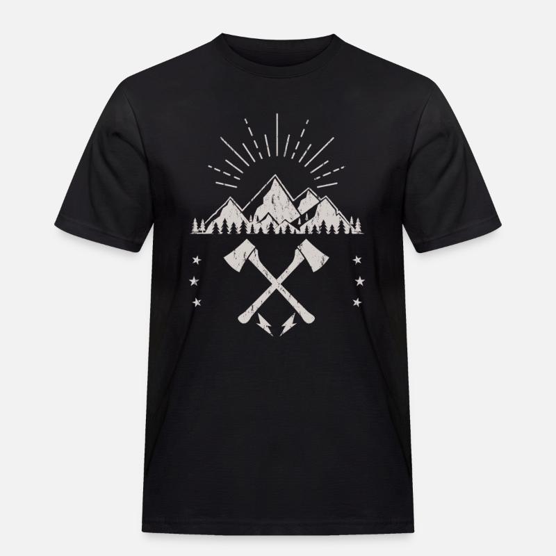 Rugged Mountain Sunrise Axe Emblem - Men's Workwear T-Shirt - black