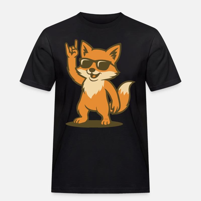 Fox on Fire - Männer Workwear T-Shirt - Schwarz