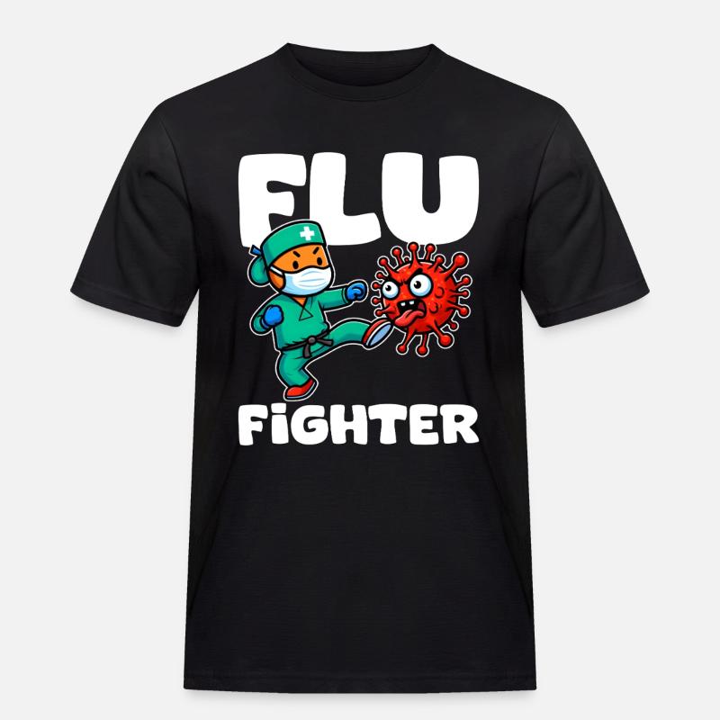 FLU FIGHTER - KRANKENSCHWESTER GESCHENK - Männer Workwear T-Shirt - Schwarz
