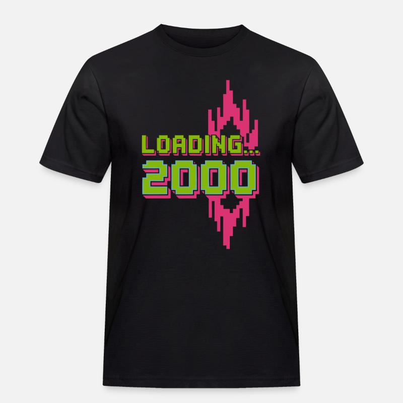Retro Pixel Loading 2000 Design - Männer Workwear T-Shirt - Schwarz