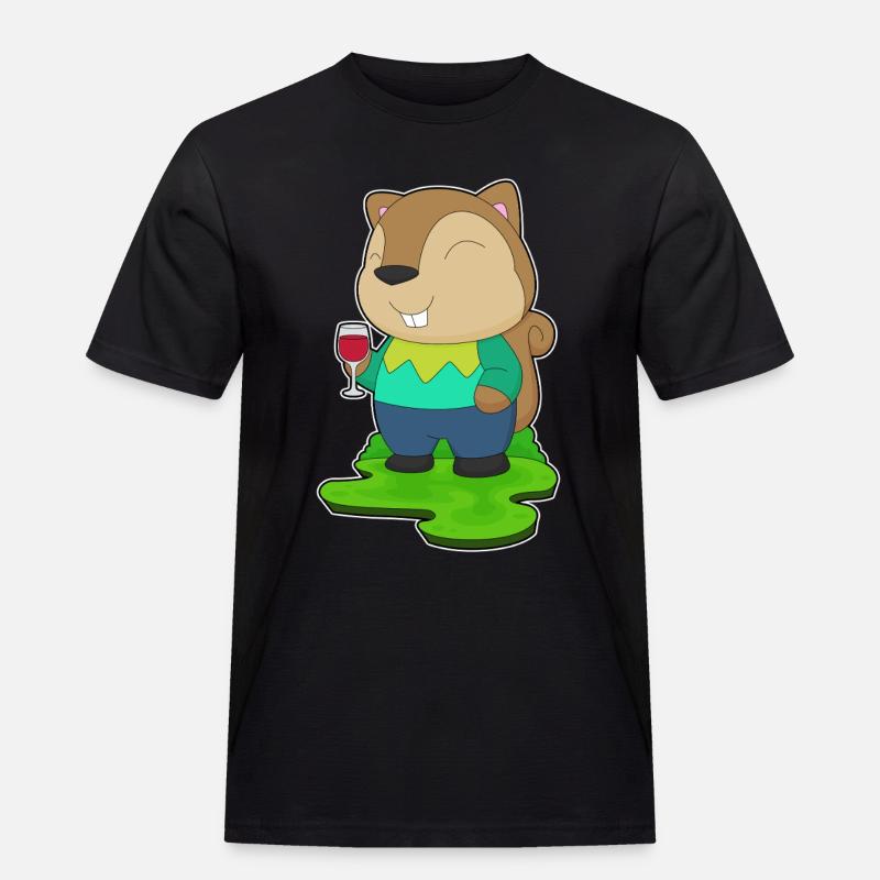 Eichhörnchen Rotwein - Männer Workwear T-Shirt - Schwarz