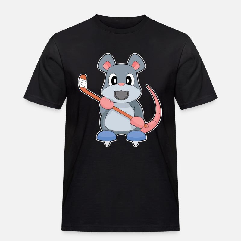 Maus Eishockey Eishockeyschläger - Männer Workwear T-Shirt - Schwarz