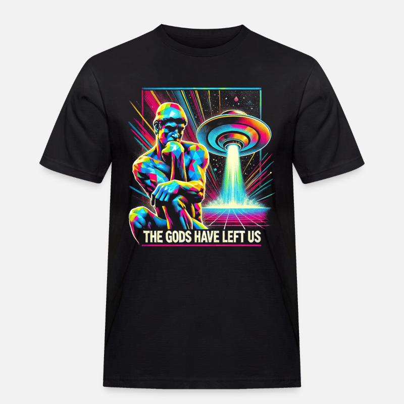 Psychedelische Alien-Invader-Kunst - Männer Workwear T-Shirt - Schwarz