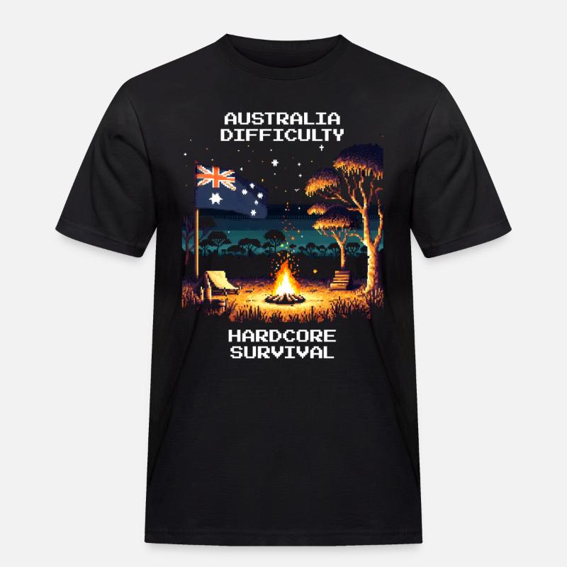Australien: Hardcore-Survival | Outback - Männer Workwear T-Shirt - Schwarz